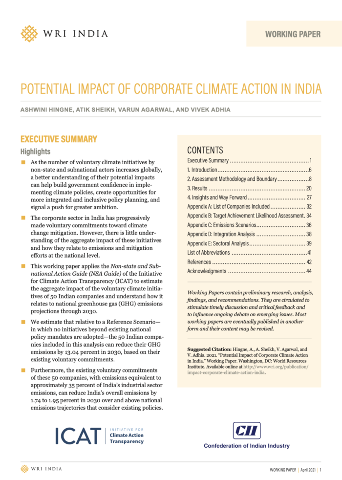 Potential Impact of Corporate Climate Action in India